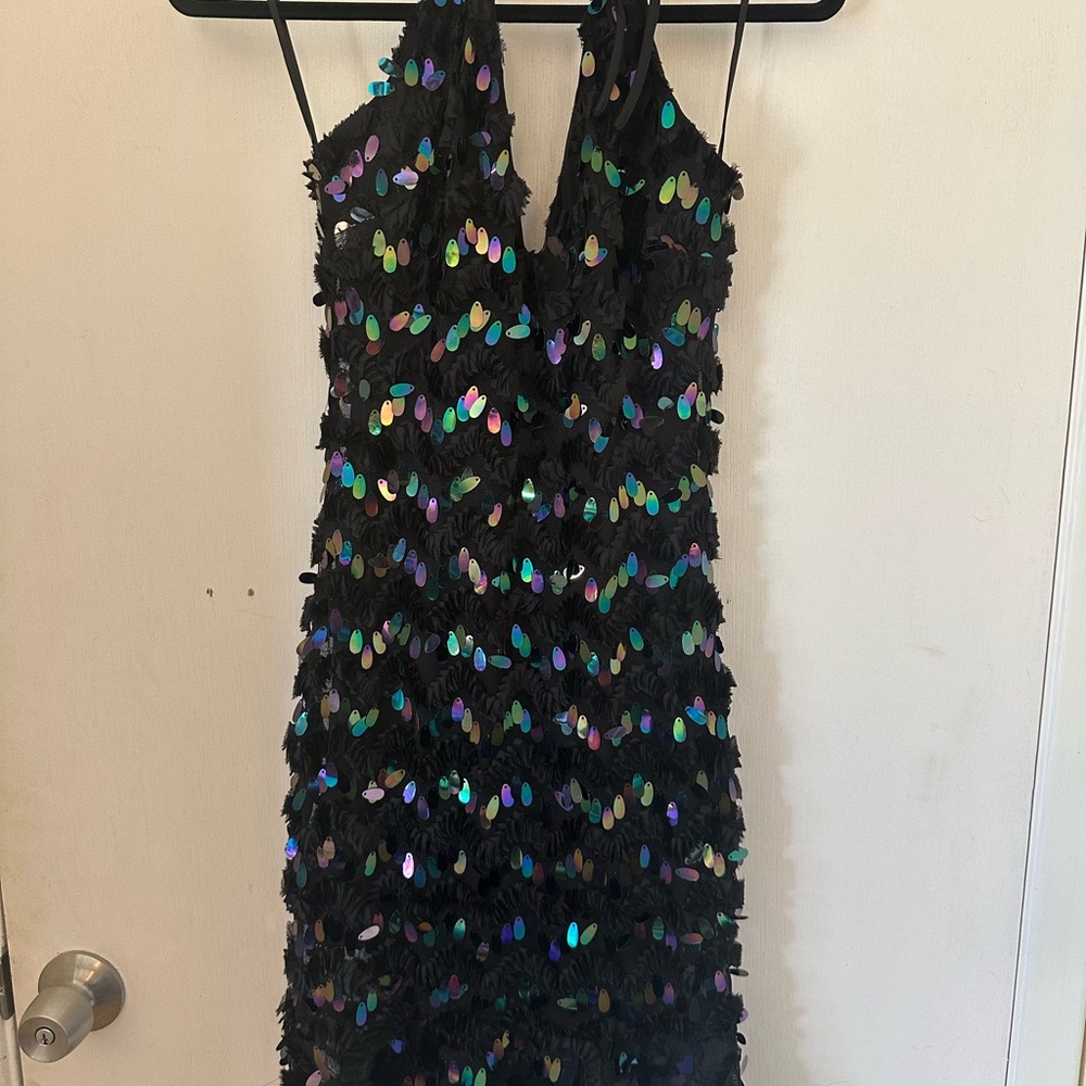 Dolls Kill Black Multicolor Sequin Mini Dress
